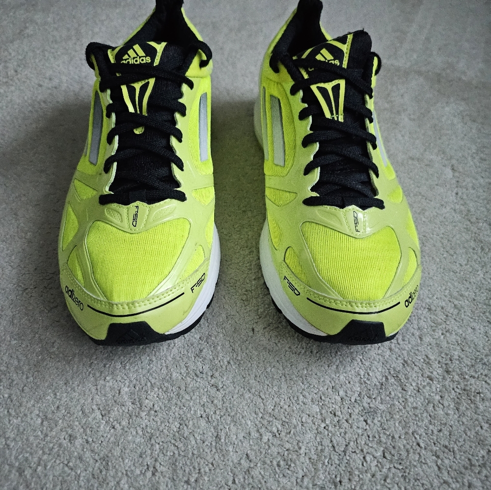 Adidas Men’s Neon Yellow And Black Running Shoes Size… Gem
